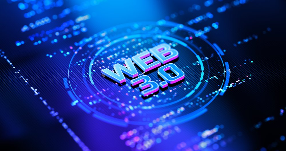 Glowing WEB 3.0 chip on a circuit board with data streams — representing the decentralized Web 3.0 era of ownership